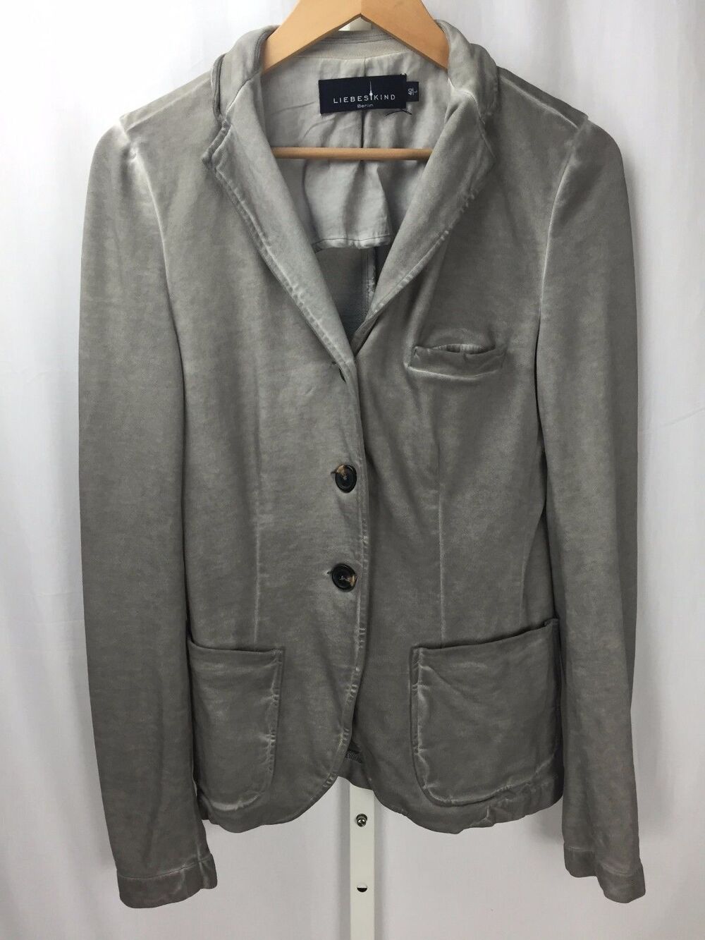 Liebeskind Berlin Gray 3 Button Cotton Blazer Jacket EU 40, US 8 10